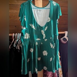 Torrid Teal Floral Blouse